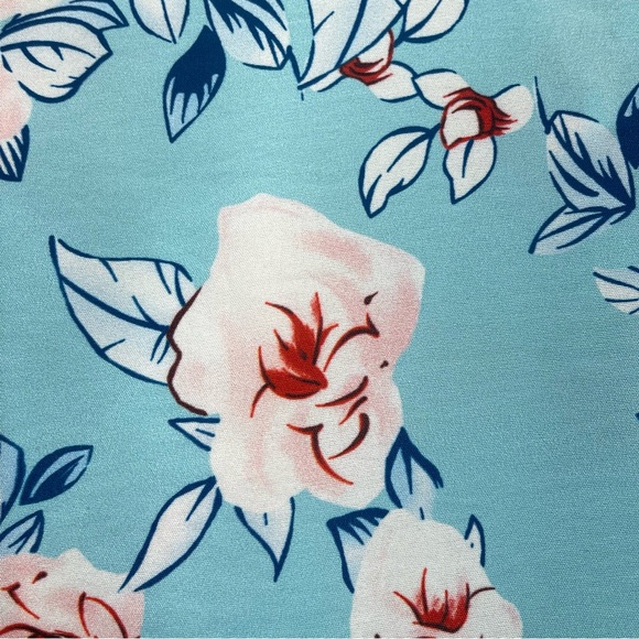 Women's Floral Button Down Waist Tie Blouse with Bell Sleeves M - Picture 4 of 9